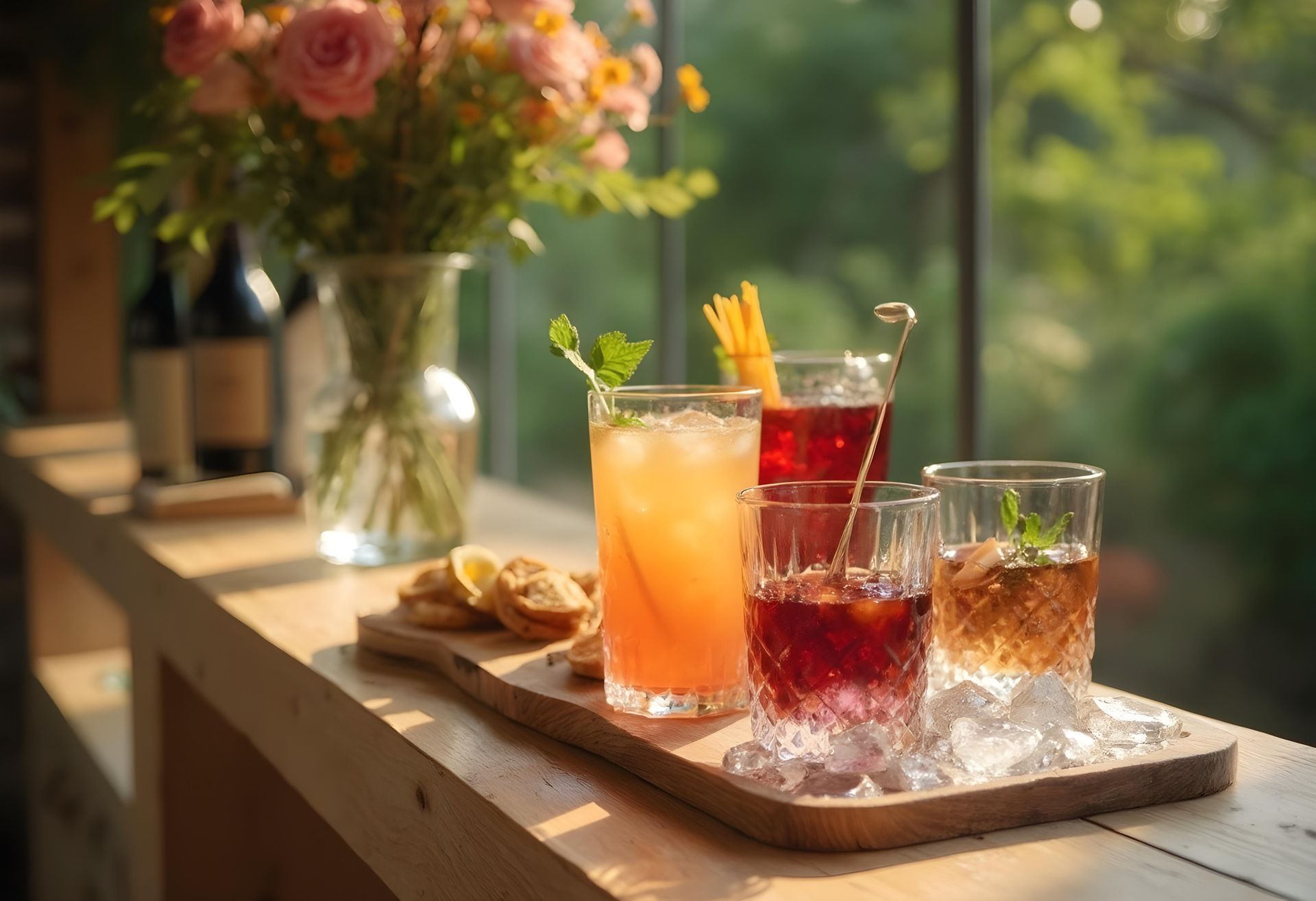 cocktail drinks in a private bar