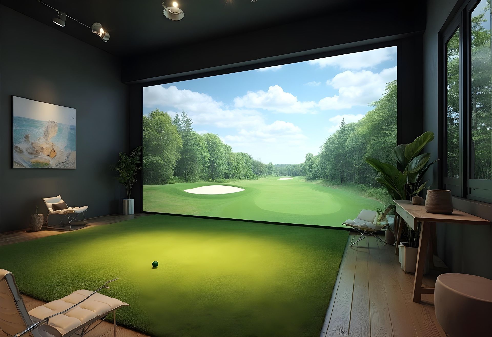 golf simulator set up