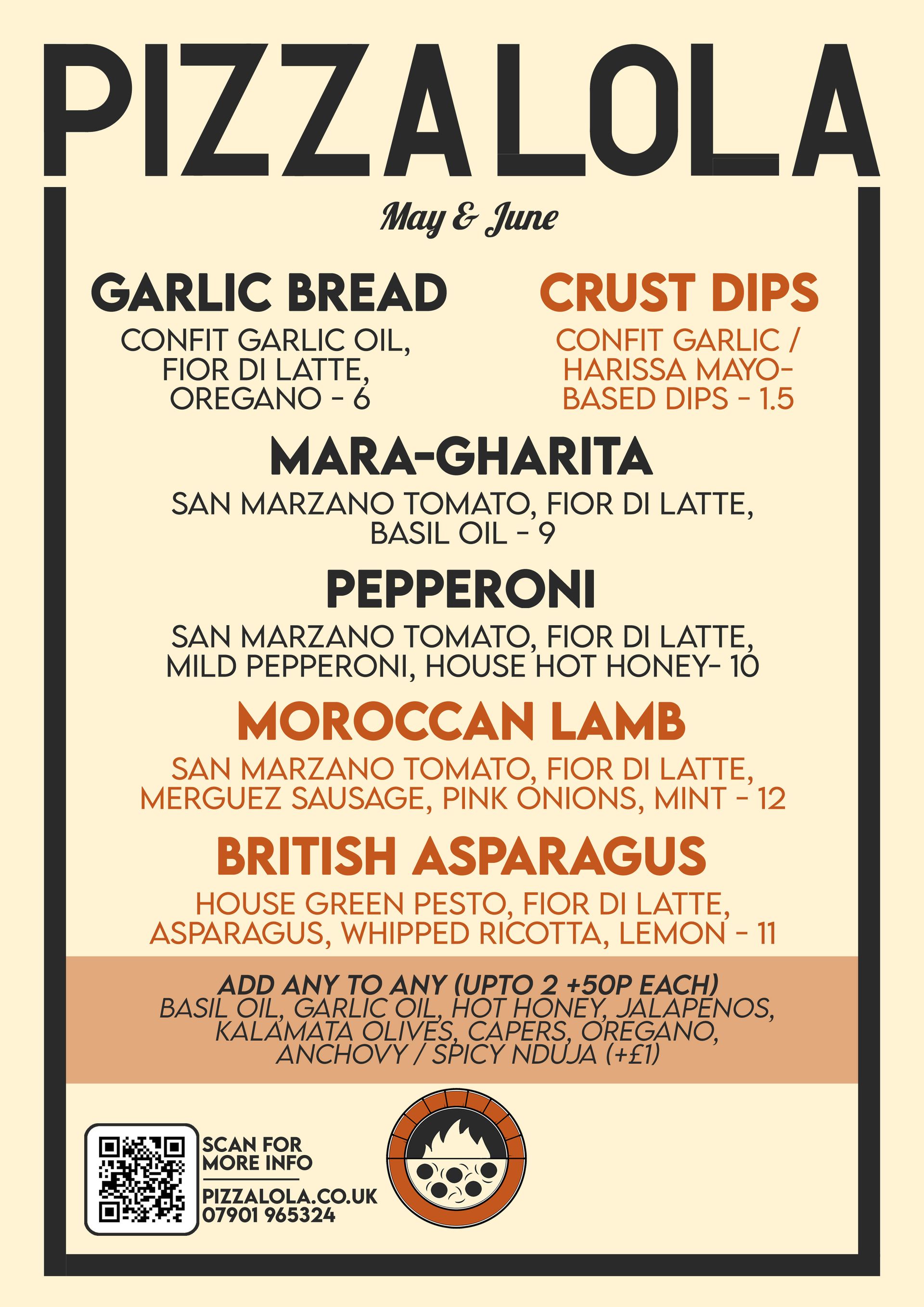 Pizza menu
