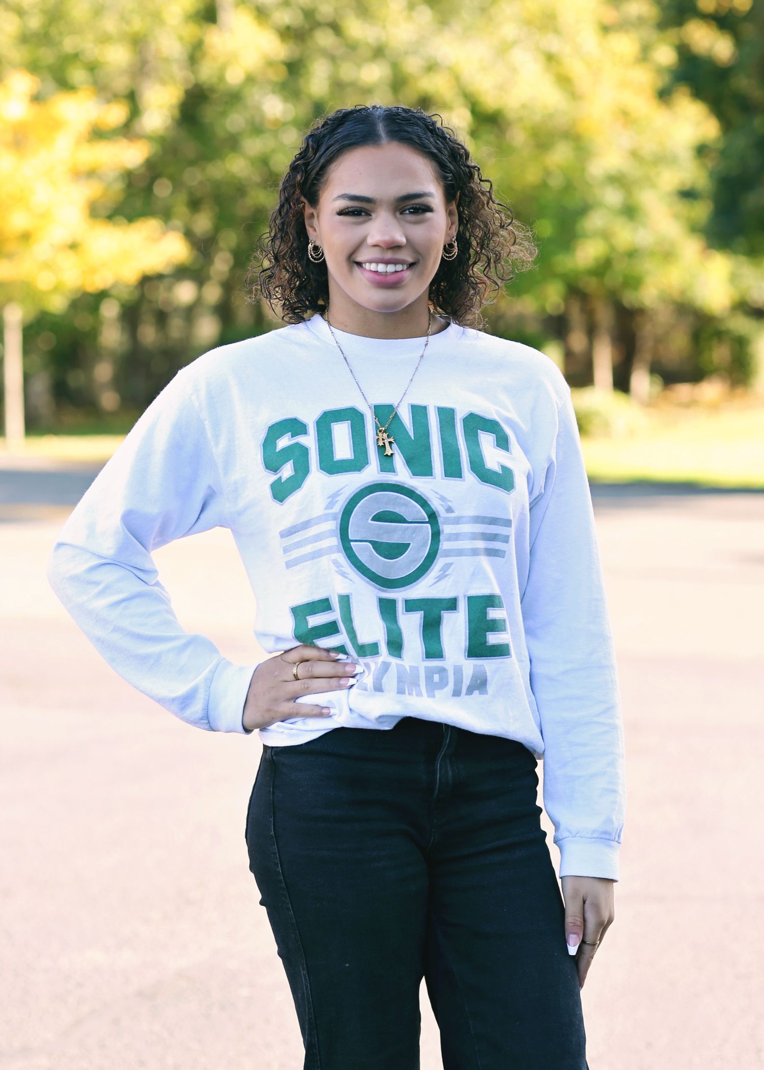 Young woman in white
