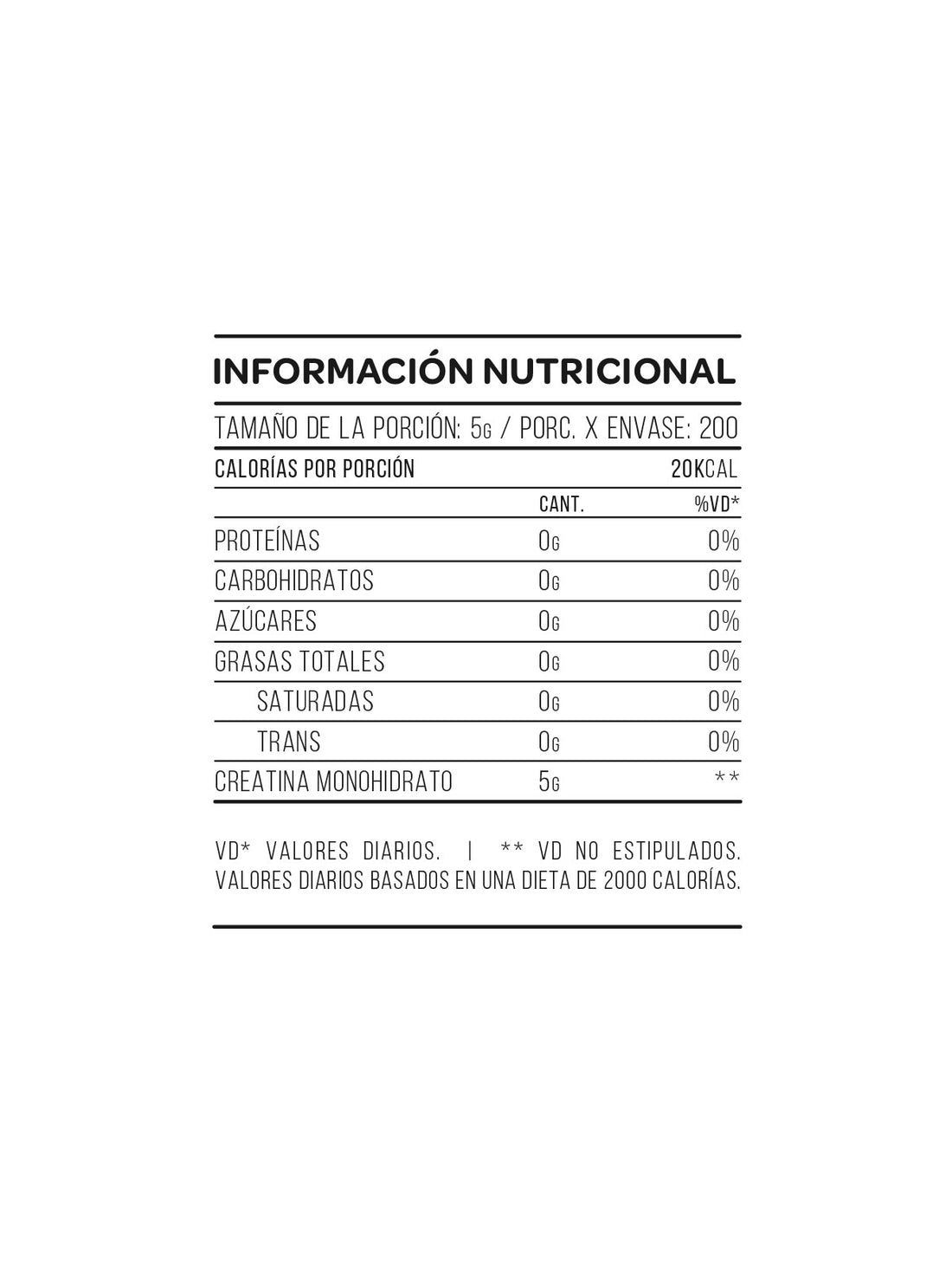 Envase blanco de polvo de monohidrato de creatina de Star Nutrition con texto verde y negro.