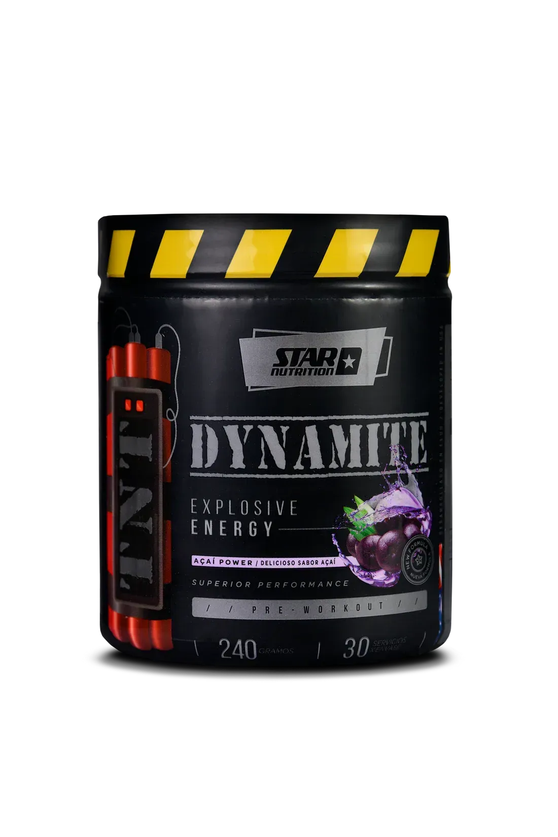 Envase negro de polvo pre-entrenamiento 