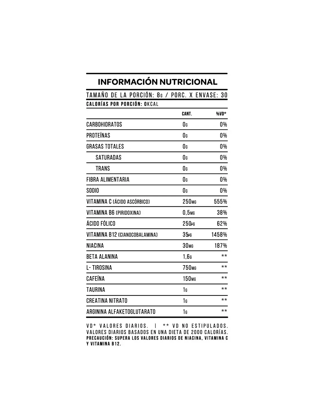 Envase negro de polvo pre-entrenamiento 