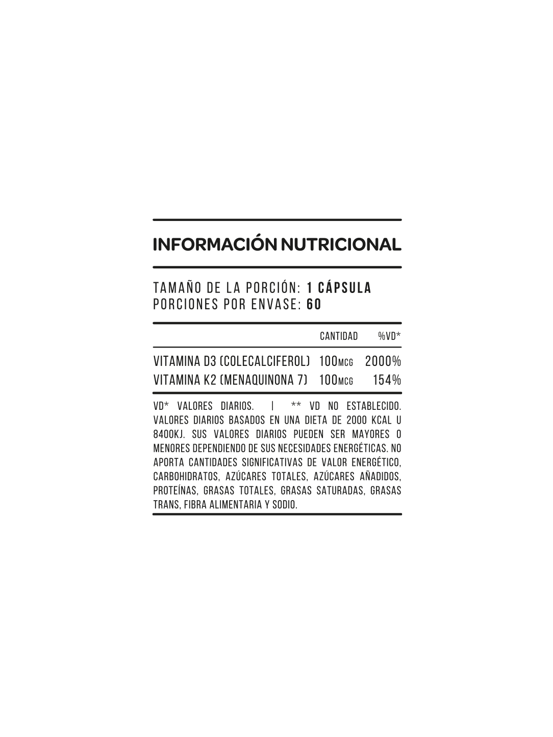 Botella blanca de cápsulas de vitaminas K2+D3 de Star Nutrition.