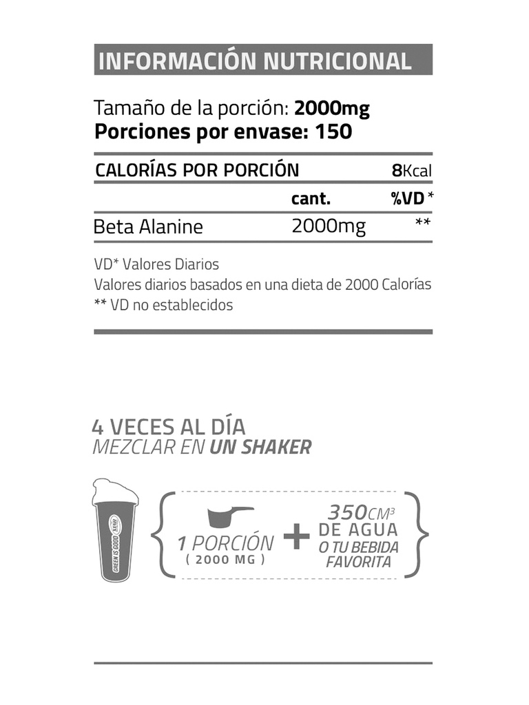 Tarro blanco de suplemento Beta Alanina de Star Labs con texto verde y negro.