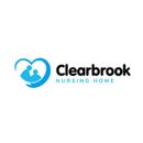 The logo for clearbrook nursing home is a blue heart with two people in it.