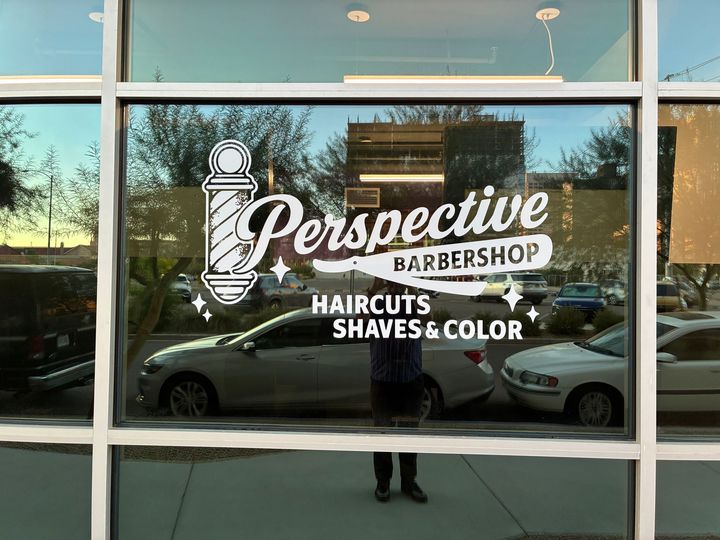 A storefront window with