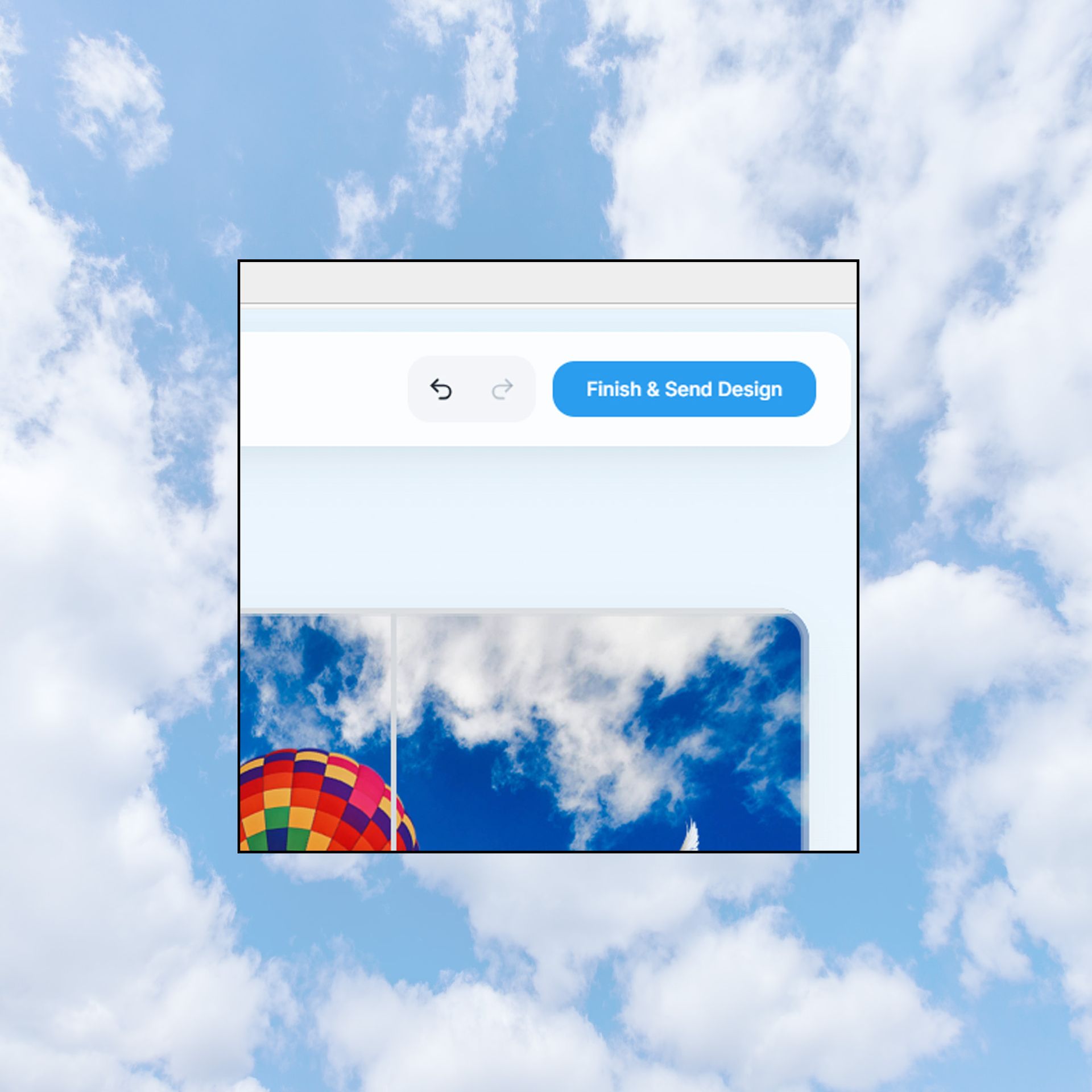 Finish and send design button in the sky ceiling designer used to save a custom LED ceiling design