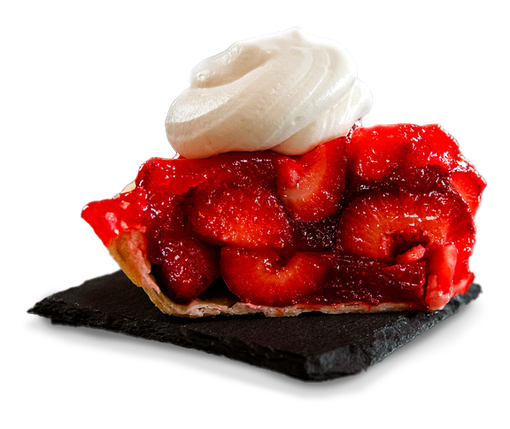 A slice of strawberry pie with whipped cream on top