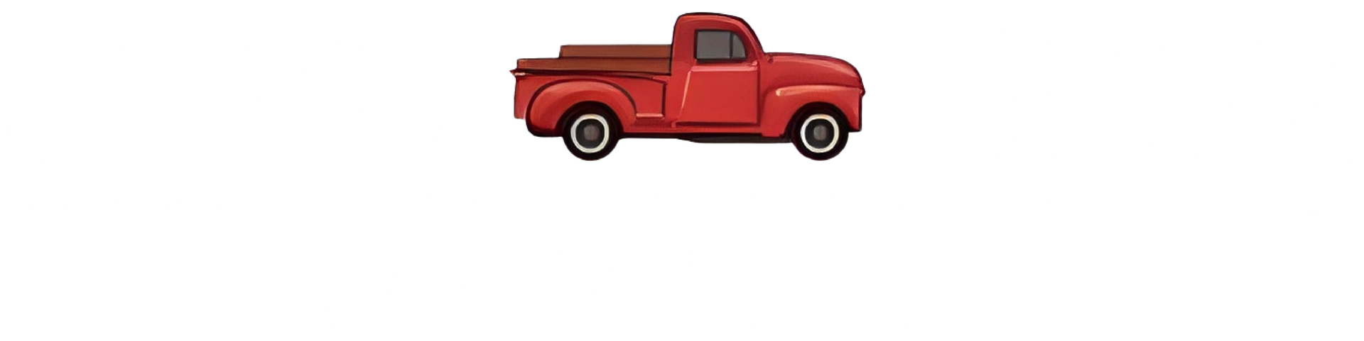 A red truck is driving on a white background.