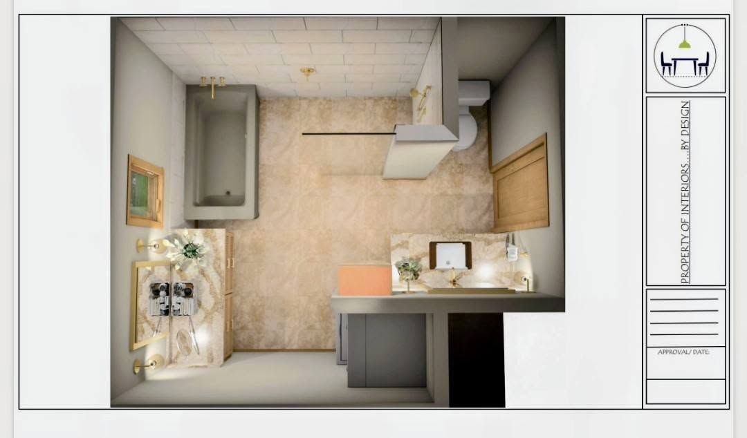 Compact kitchen interior with beige walls, white cabinets, sink, stove, and a small dining counter