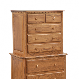Stacked wooden chest of drawers with multiple drawers, shown on a white background