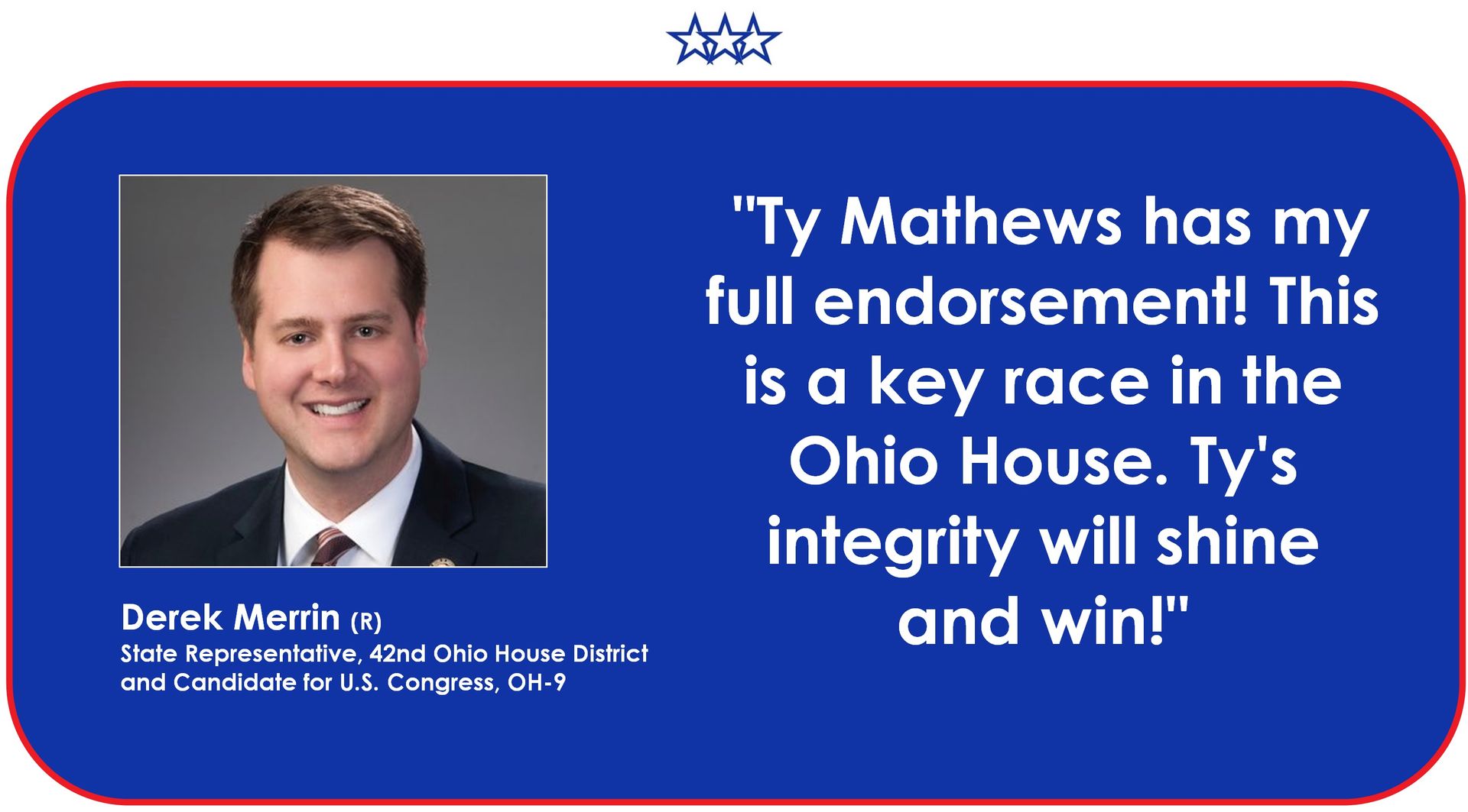 Derek Merrin Endorsement Ty Mathews for Ohio State Representative District 83