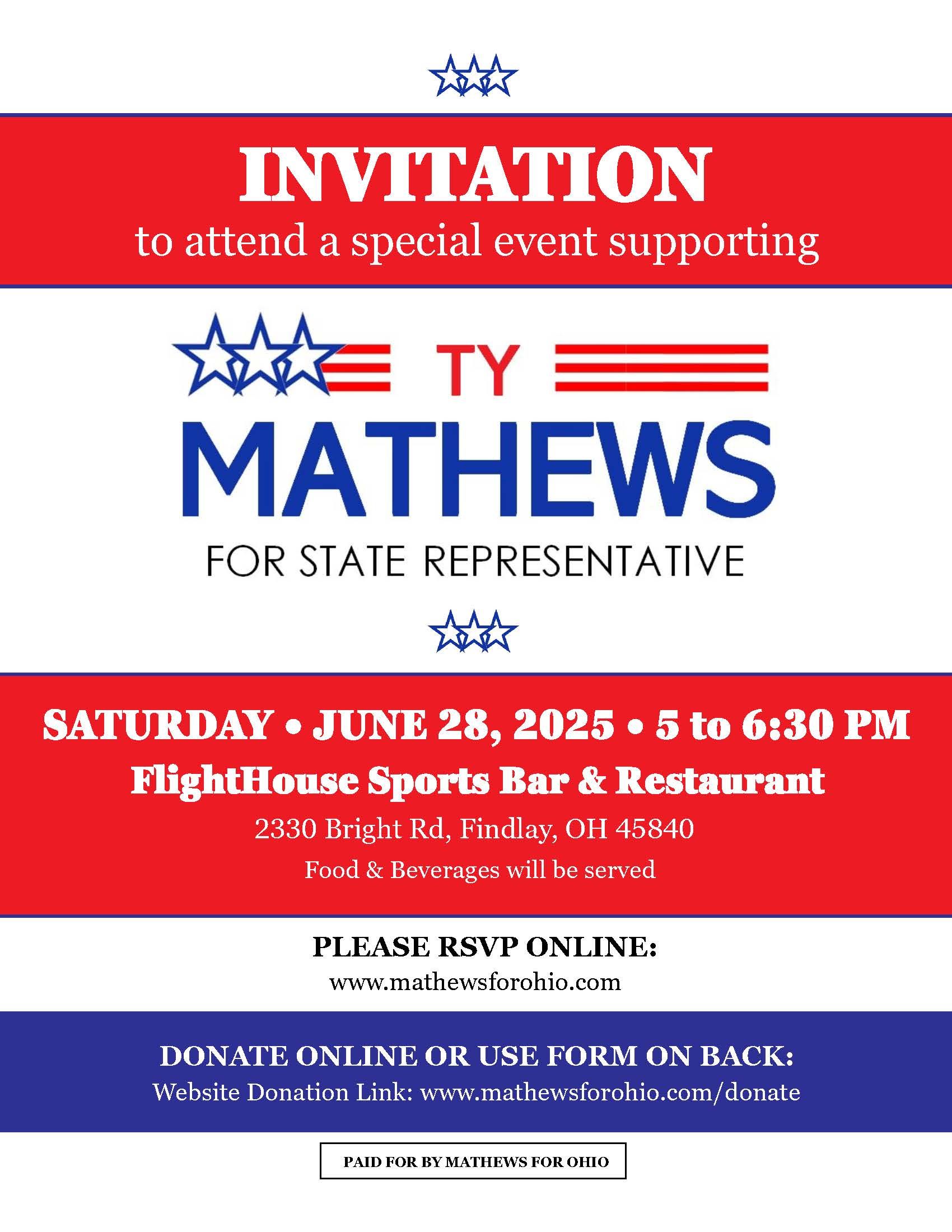 Mathews for Ohio Special Fundraising Event