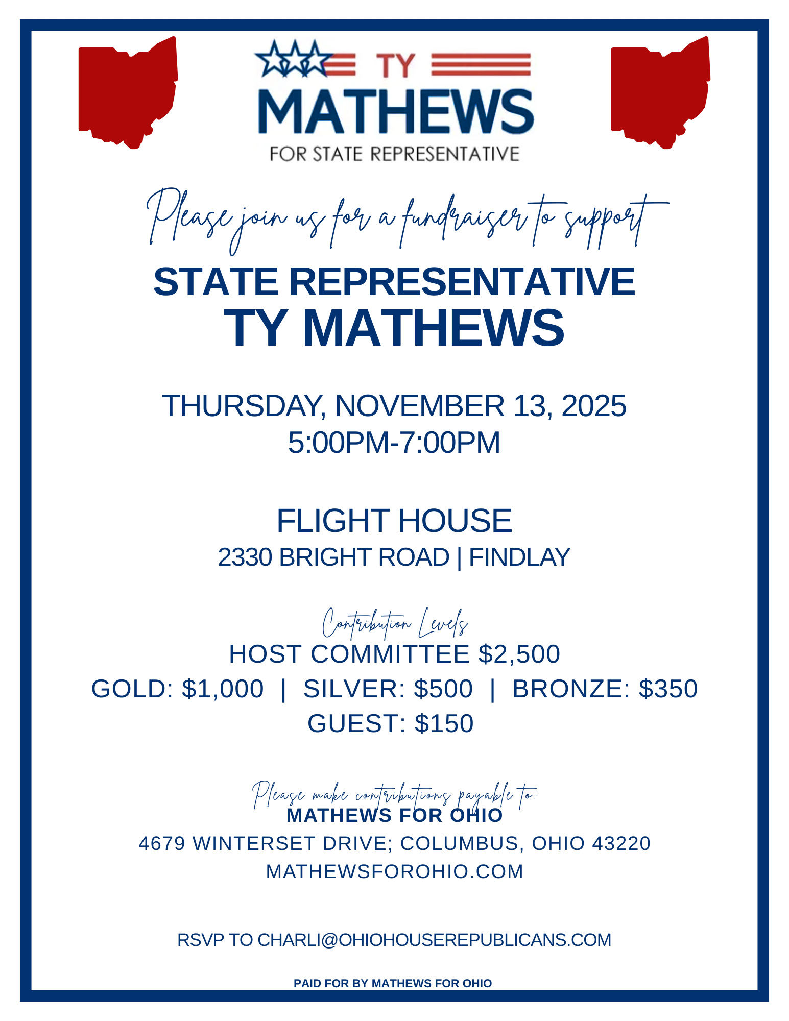Mathews for Ohio Special Fundraising Event