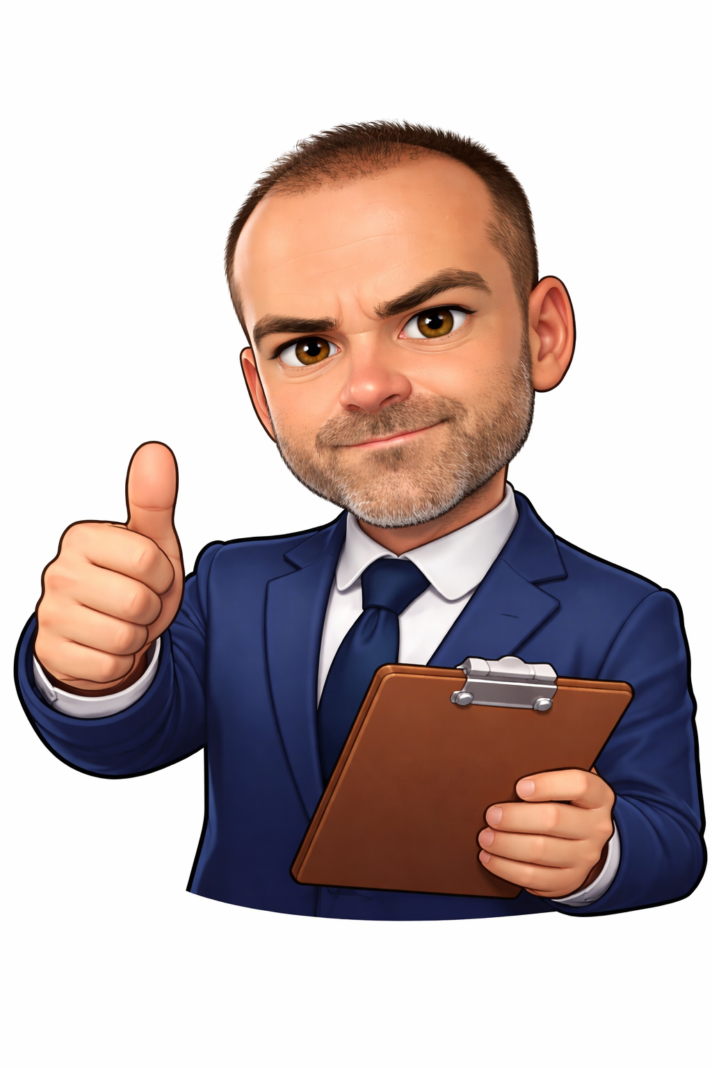 Une icône bleue représentant une silhouette humaine avec un petit logo d'entreprise non identifiable sur la poitrine.