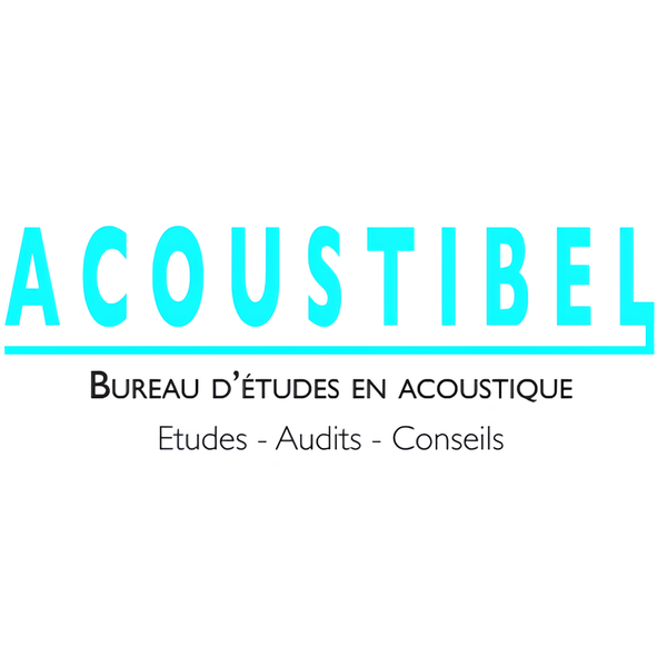 Logo pour Acoustibel, une société de conseil spécialisée dans les études acoustiques, les audits et les conseils.