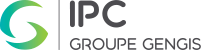 Logo d'IPC Groupe Gengis avec un emblème vert tourbillonnant à gauche et un texte noir à droite.