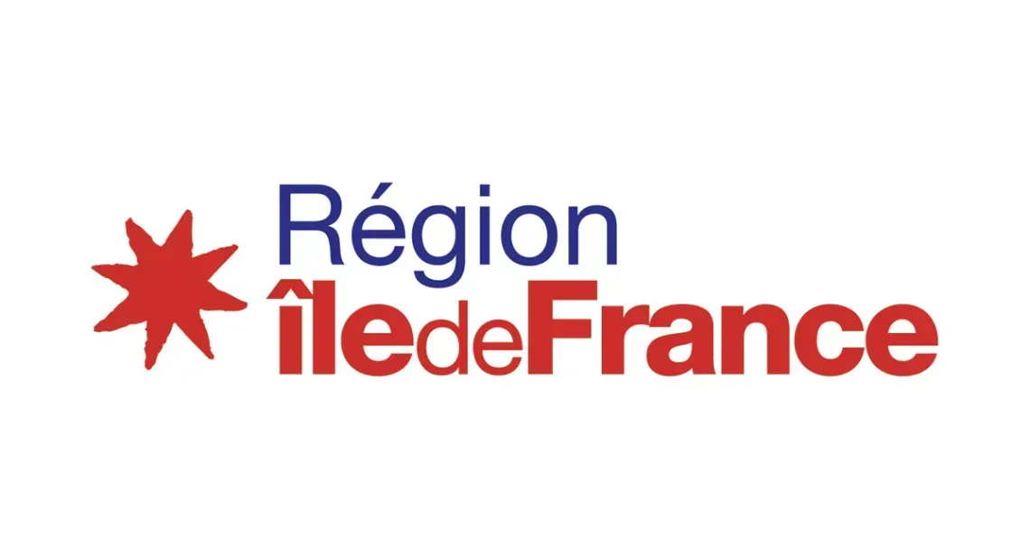 Le logo de la région Île-de-France, représentant une étoile rouge à huit branches à côté du texte « Région Île-de-France ».