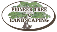 Pioneer Tree Service and Landscaping Inc. logo with tree and text within an oval.