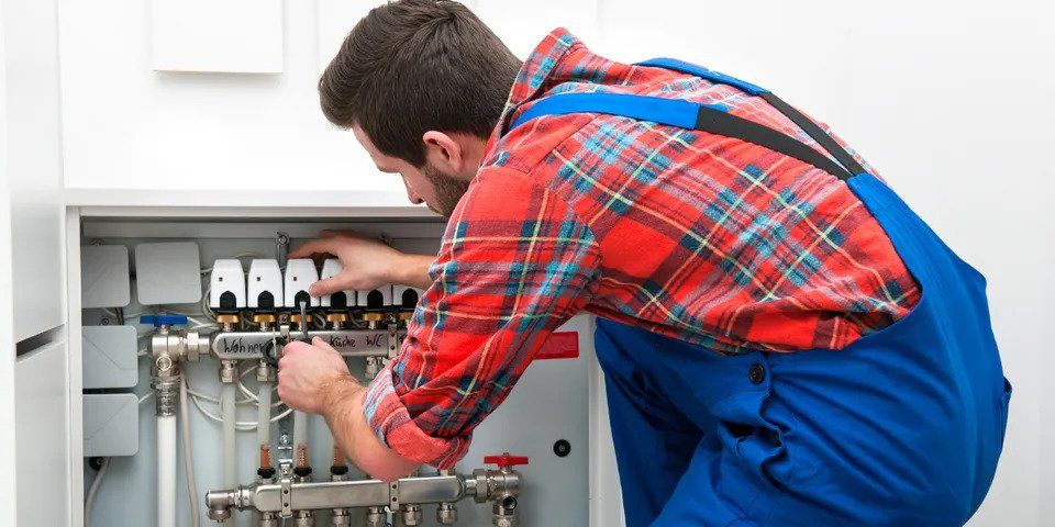 Technician Servicing the Underfloor Heating — Nicholasville, KY — Stewart Air Conditioning & Heating