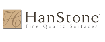 Le logo des surfaces en quartz fin de Hanstone est sur fond blanc.