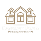 Logo for Harmony Homes. Features a house outline in brown with text "Harmony Homes" and "Building Your Future" below.