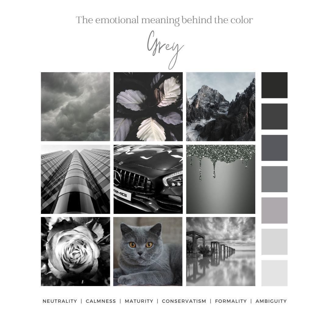 the emotional meaning behind the color grey is shown