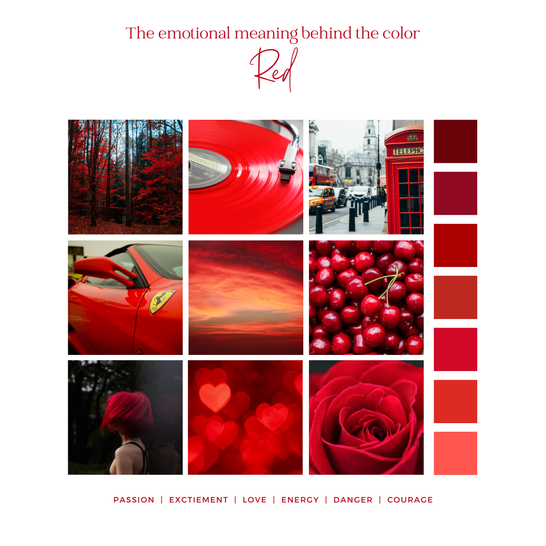 the emotional meaning behind the color red is shown