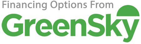 a green sky logo that says financing options from greensky