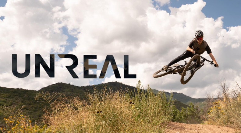 bikje in the air with text