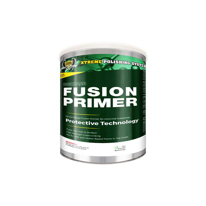A can of fusion primer on a white background