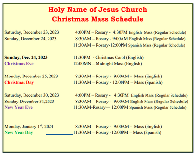 The Holy Name of JesusJanuary 2024 