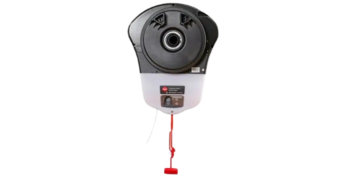 A Black Garage Door Opener Is Hanging From The Ceiling — Gold Coast Door Centre In Burleigh Heads, QLD