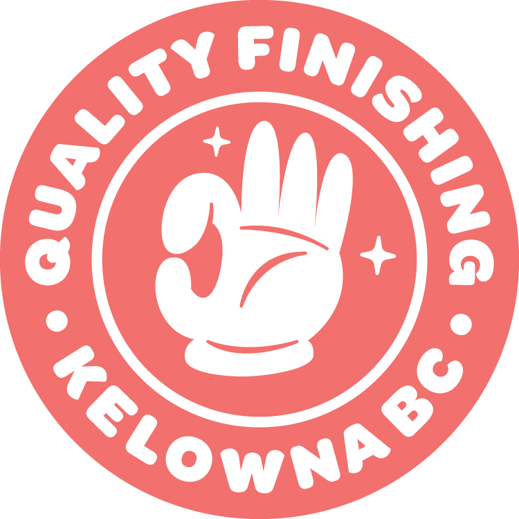 A sticker that says quality finishing kelowna bc