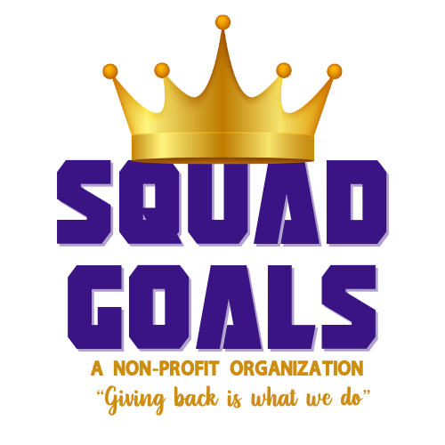 A logo for a non-profit organization called squad goals