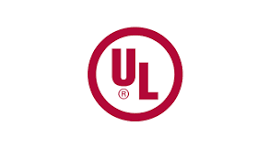 Red UL mark in a red circle; a safety certification.