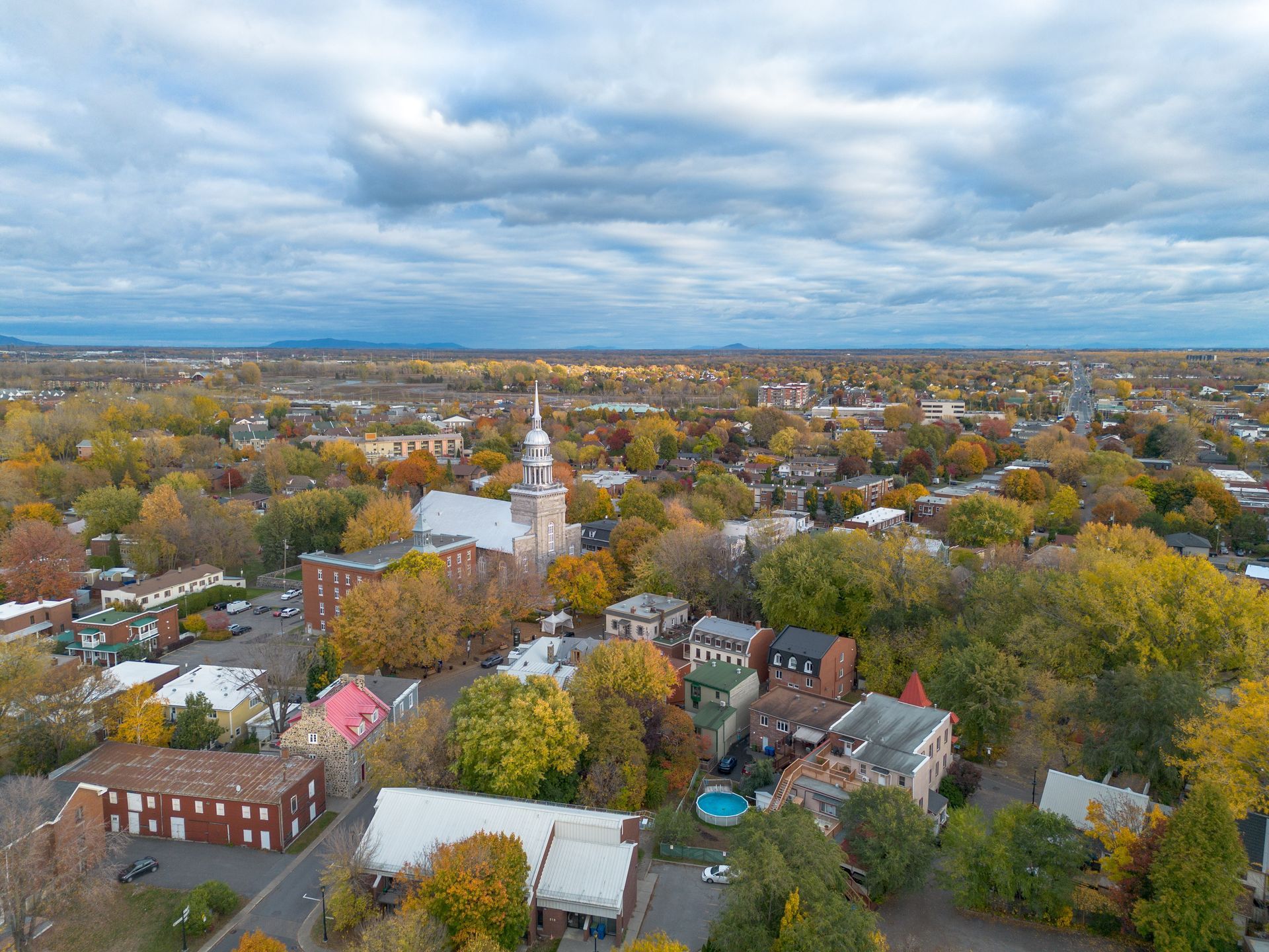 Vue de haut de la ville de La prairie