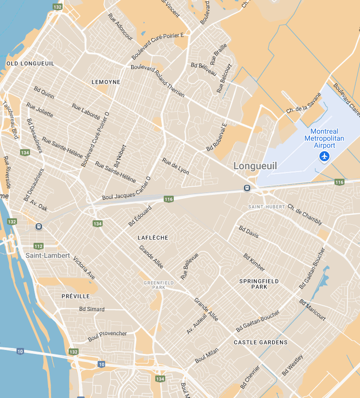 Une carte de Beloeil montre une rivière qui la traverse