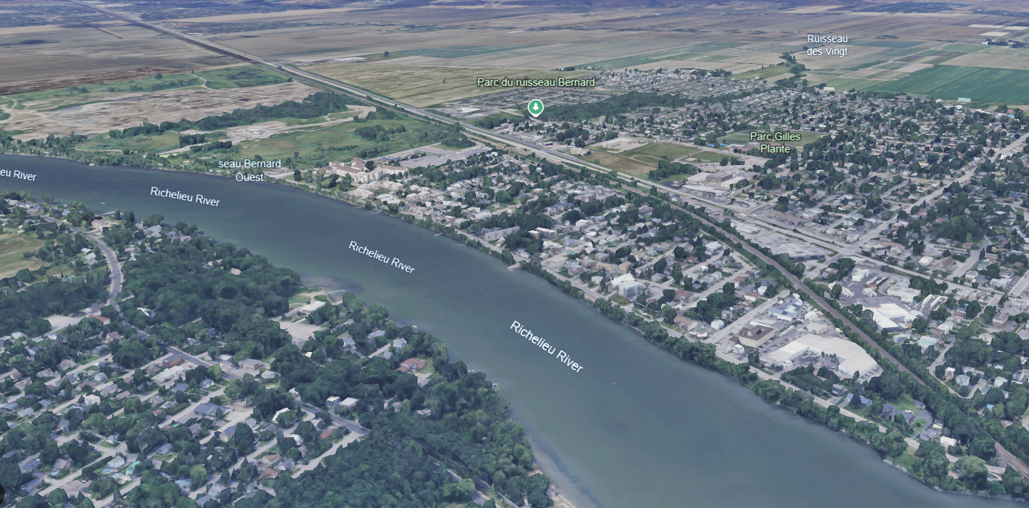 Une carte de Beloeil montre une rivière qui la traverse