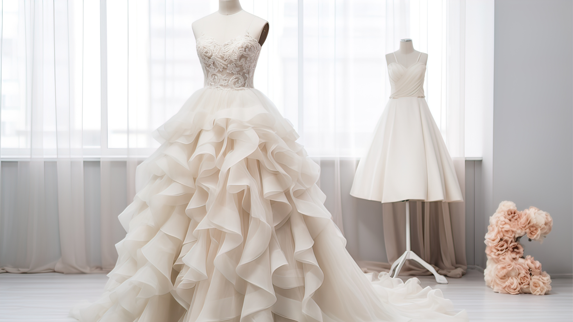 BridalLive inventory dashboard displaying wedding gown listings with style numbers, sizes, and designer names.