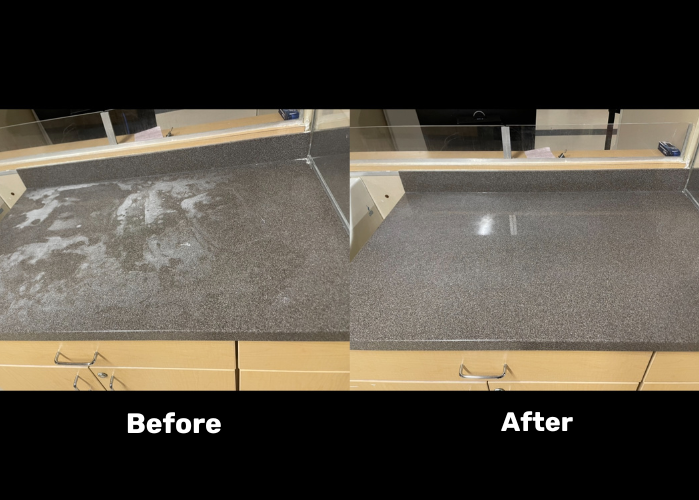 Quartz countertop restore and seal- medical facilities. 