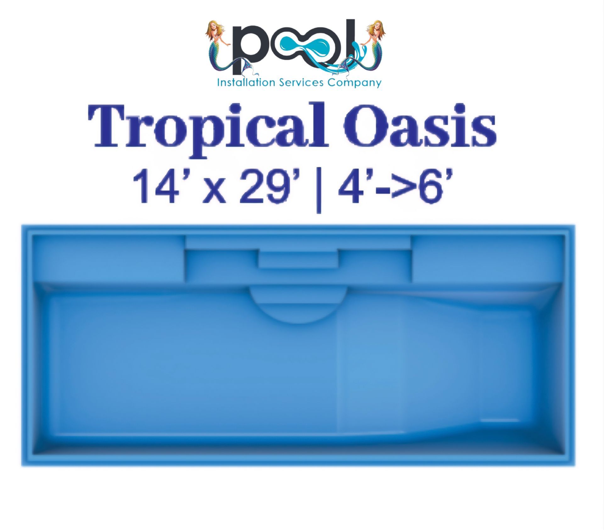 Blue pool design labeled 