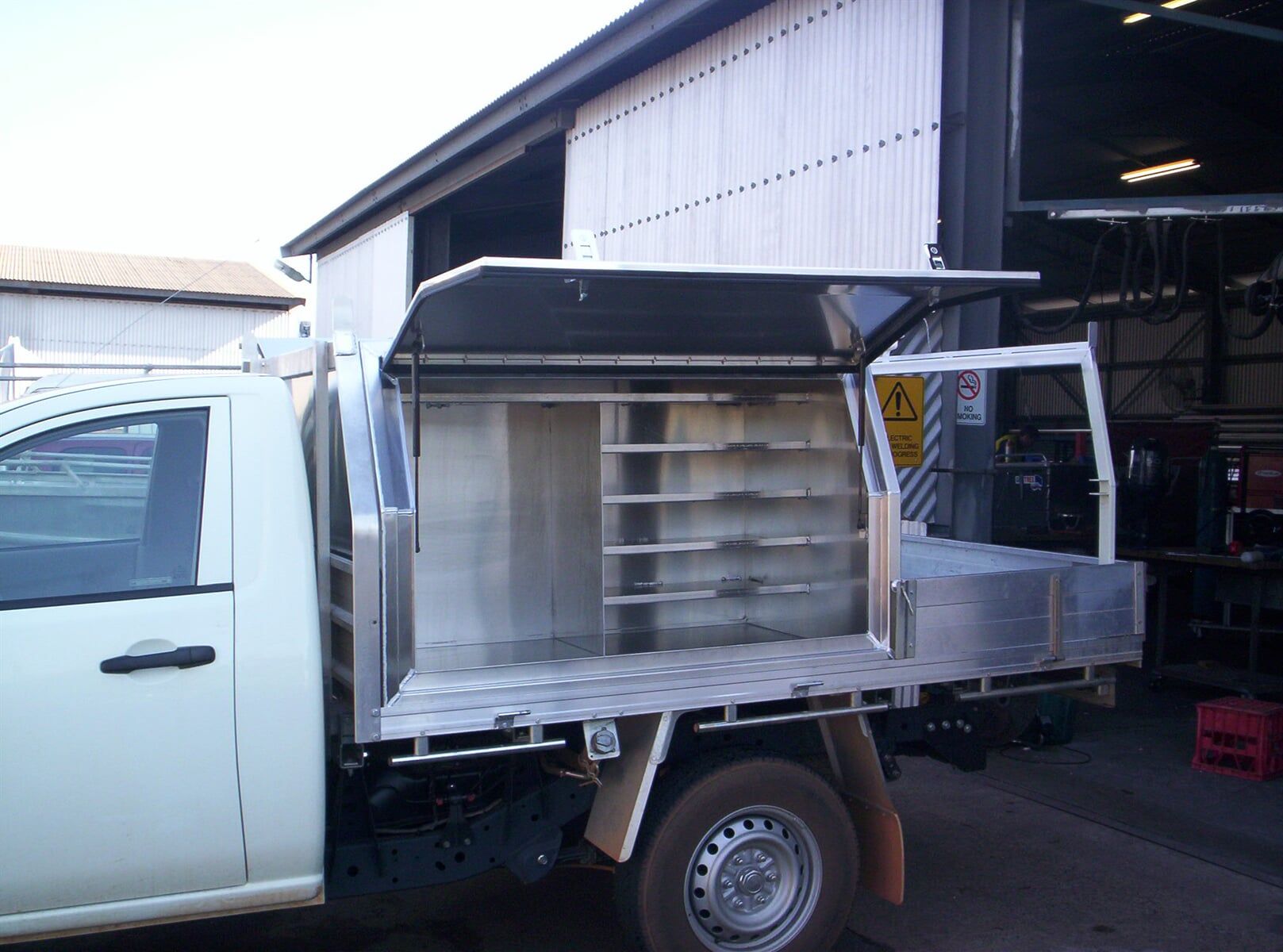 Truck with custom storage — Allycraft Modifications Aluminum Welding Fabrication Canopy in Winellie, NT