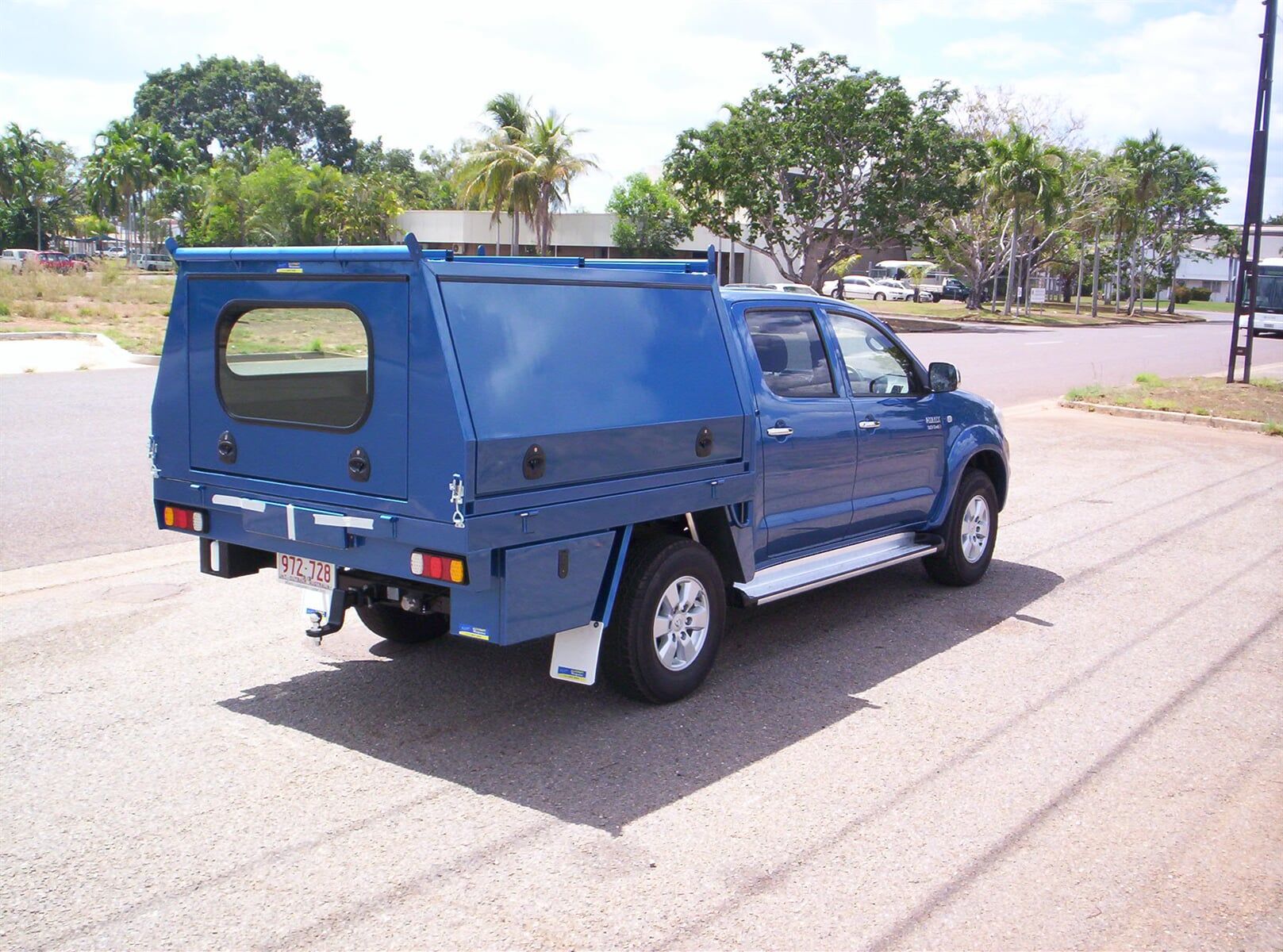 Blue pick up — Allycraft Modifications Aluminum Welding Fabrication Canopy in Winellie, NT