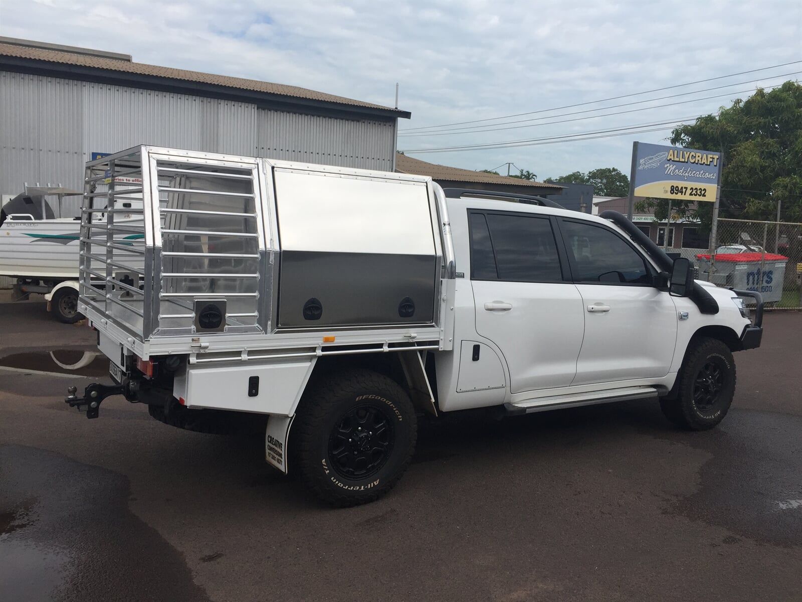 Side view white truck — Allycraft Modifications Aluminum Welding Fabrication Canopy in Winellie, NT
