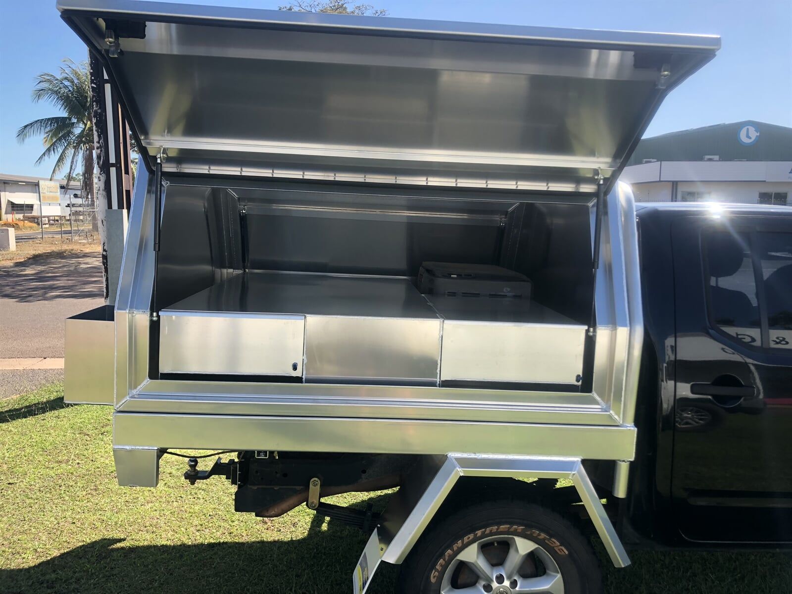 Service box opened — Allycraft Modifications Aluminum Welding Fabrication Canopy in Winellie, NT