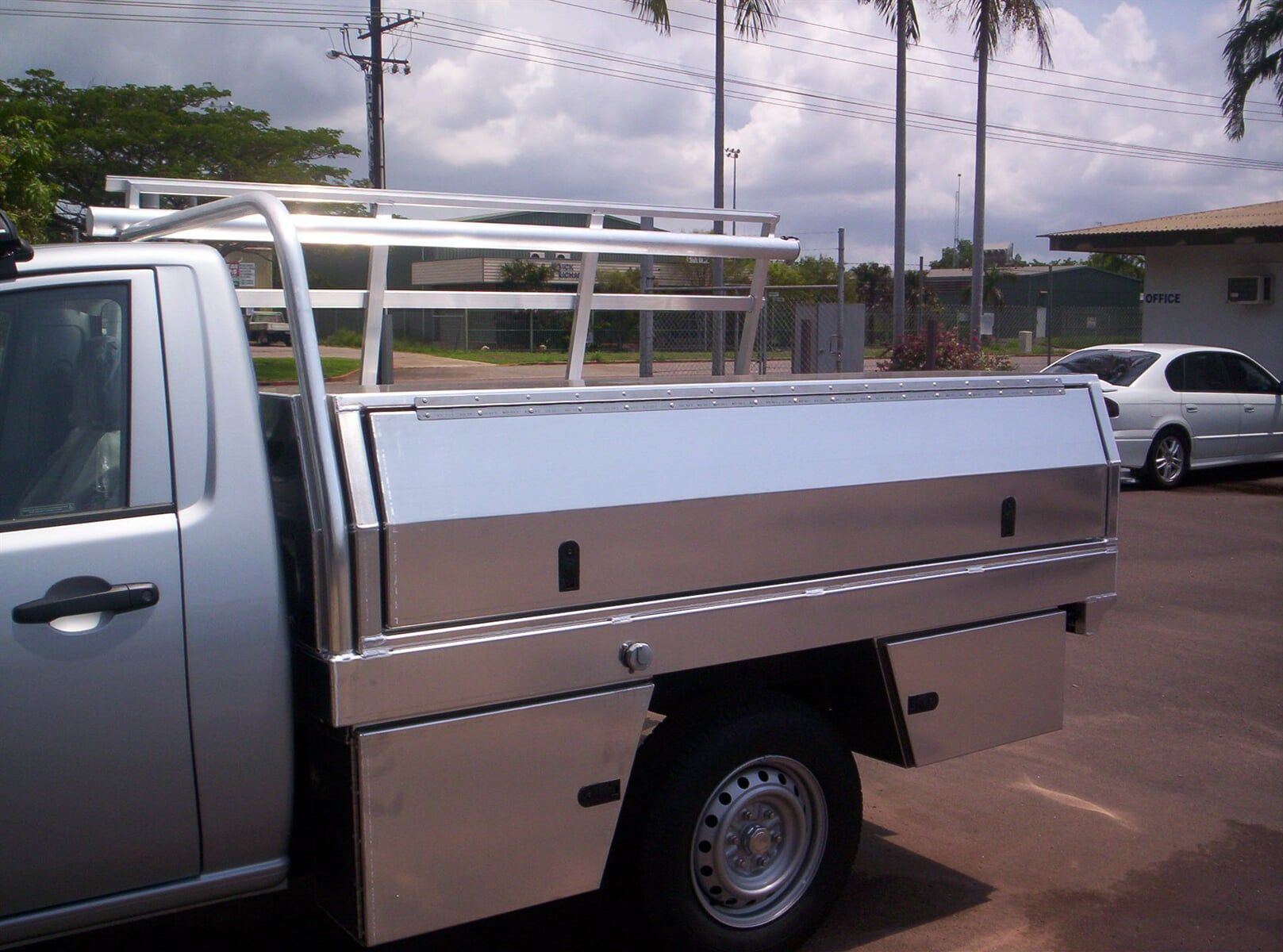 Custom white truck — Allycraft Modifications Aluminum Welding Fabrication Canopy in Winellie, NT