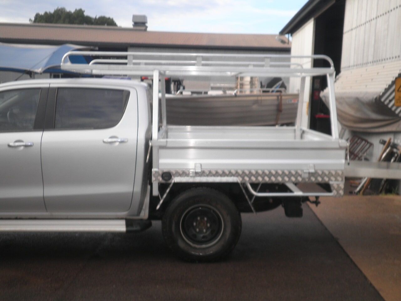 Triton rear view — Allycraft Modifications Aluminum Welding Fabrication Canopy in Winellie, NT