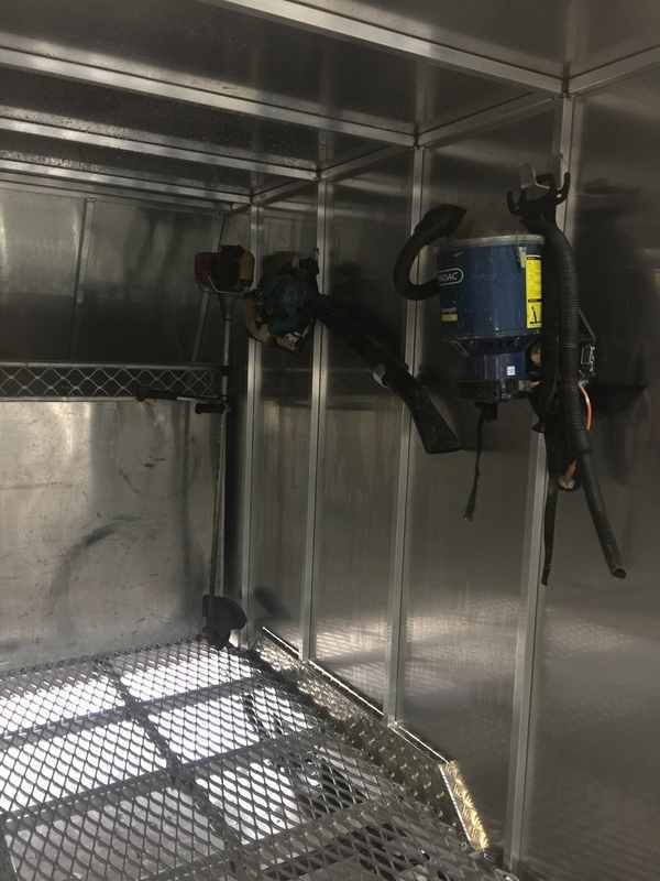 Vacuum cleaner inside the custom built trailer — Allycraft Modifications Aluminum Welding Fabrication Canopy in Winellie, NT